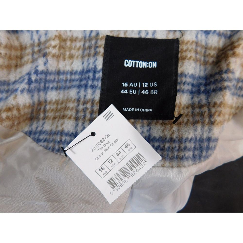 Cotton On 2 Button Plaid Long Coat NWT Size 12 - Picture 12 of 14